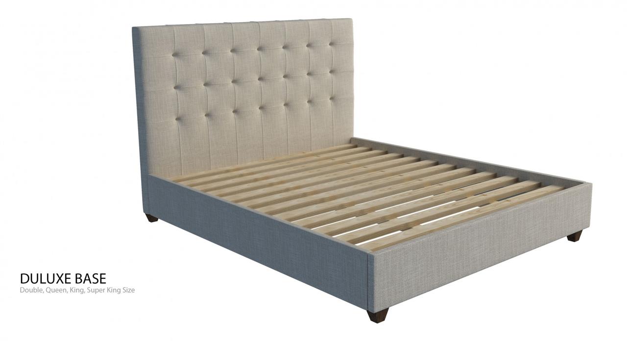 Bailey custom upholstered bed frame with choice of standard base Bailey custom upholstered bed frame with choice of standard base