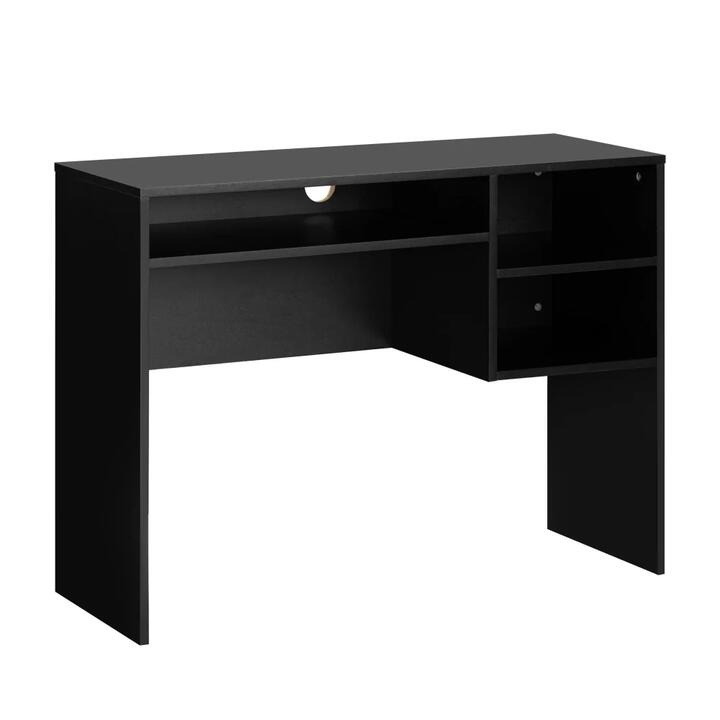 Design Square Walter Wooden Study Computer Working Task Office Desk Table W/ 3-Shelves Black Design Square Walter Wooden Study Computer Working Task Office Desk Table W/ 3-Shelves Black