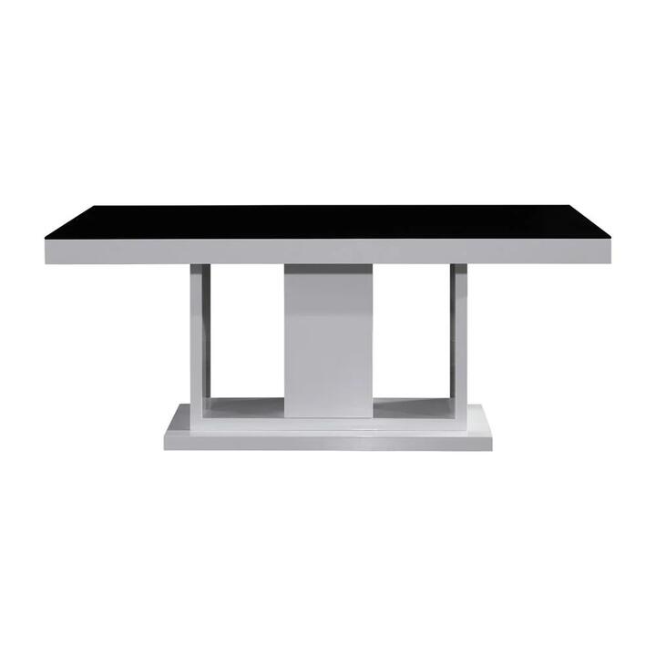 Dining Table in Rectangular Shape High Glossy MDF Wooden Base Combination of Black & White Colour Dining Table in Rectangular Shape High Glossy MDF Wooden Base Combination of Black & White Colour