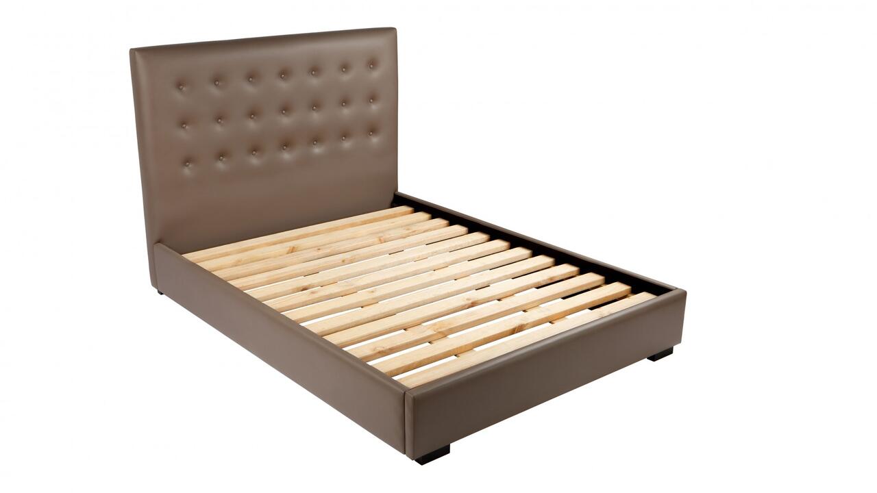 Mondo custom upholstered bed frame with deluxe base - discounted display model Mondo custom upholstered bed frame with deluxe base - discounted display model