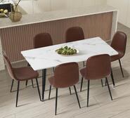 Cadman 6 Seater Rectangle Extendable Dining Table Set Brown